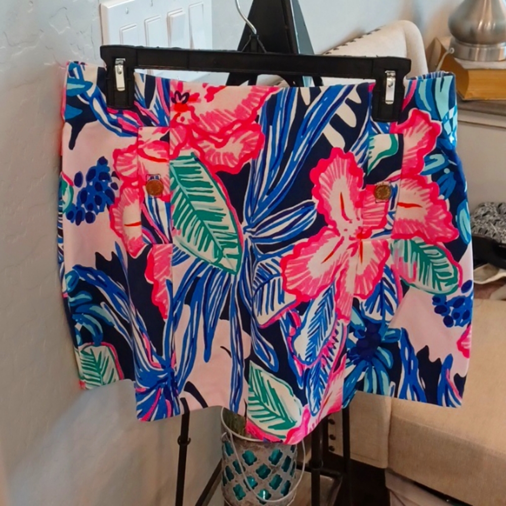 Lilly Pulitzer Bright Tropical Print Activewear Tennis Golf Skort Size Med,  UPF